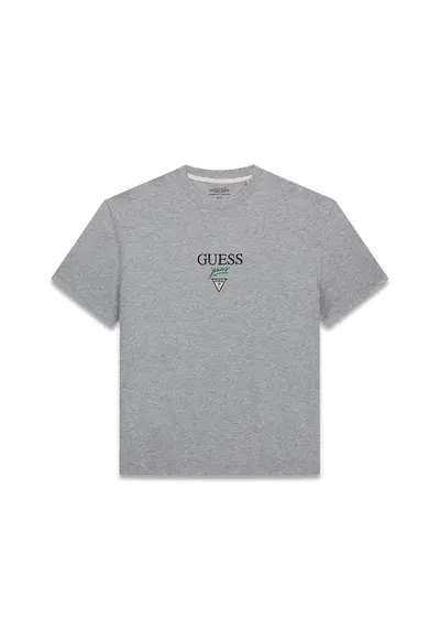 Tricou supradimensionat din bumbac cu broderie logo - Gri melange