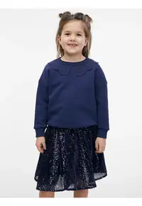 Bluza din amestec de bumbac cu maneci cazute - Albastru inchis