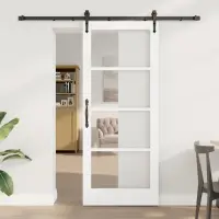 vidaXL Ușă glisantă 83 x 202 cm Lemn masiv de pin și sticlă