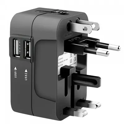Incarcator Retea Techsuit HHT202 Travel, 10W, 2A, 2 x USB-A, Negru