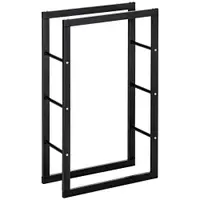 Suport pentru lemn pentru casa si gradina din fier negru, design modern si elegant 60×25×100cm HOMCOM | Aosom Romania
