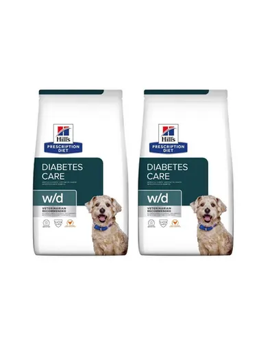 HILL'S Prescription Diet w/d Diabetes Care Chicken Adult pentru caini predispusi la crestere in greutate/dupa castrare 20 kg (2x10 kg)