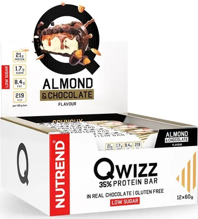 Qwizz Batoane proteice, migdale cu ciocolată, 12 buc, Nutrend