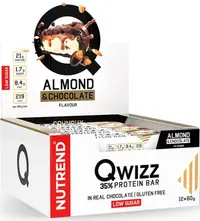 Qwizz Batoane proteice, migdale cu ciocolată, 12 buc, Nutrend
