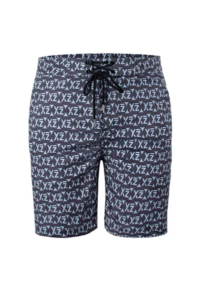 Pantaloni scurti de baie cu buzunare cu fermoar si model Dazzers 28989 - Albastru inchis