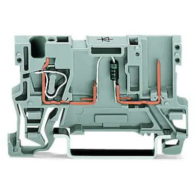 1-conductor/1-pin component carrier terminal block; with diode 1N4007; anode, right side; for DIN-rail 35 x 15 and 35 x 7.5; 4 mm²; CAGE CLAMP®; 4,00 mm²; gray