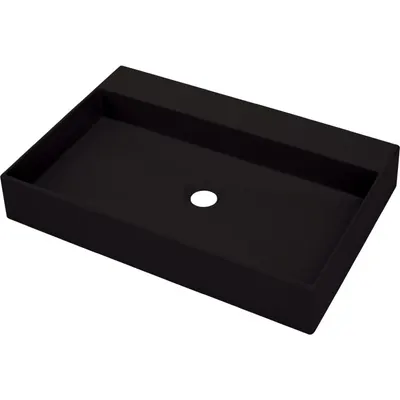 Lavoar pe blat negru mat din compozit 60 cm, dreptunghiular, Deante Correo