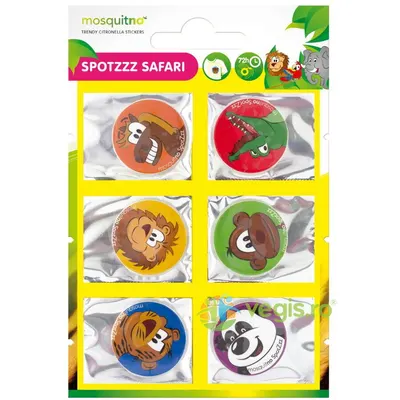 Set 6 Stickere Anti-tantari pentru Copii cu Parfum de Citronella Spotzzz Safari 5.4g