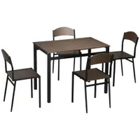 Set de sufragerie 5 piese, masa dreptunghiulara 100x63x76,5 cm, 4 scaune 45x40x82 cm, otel si MDF, maro negru HOMCOM | Aosom RO