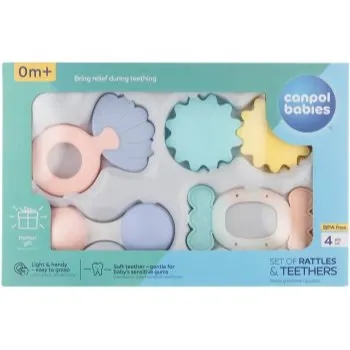 Canpol babies Pastels jucărie zornăitoare pentru dentiție set cadou 0m+