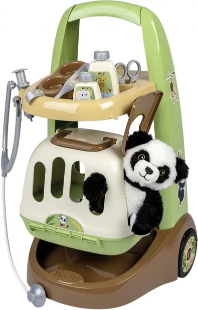 Trusa veterinară pentru copii Smoby - Cu un cărucior, Panda