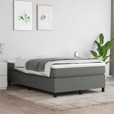 vidaXL Cadru de pat cu arcuri, gri închis, 120x200 cm, textil