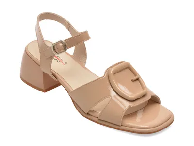 Sandale PASS COLLECTION bej, W160032, din piele naturala lacuita