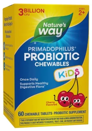 Primadophilus Kids Probiotic, cireșe, 60 tablete masticabile, Nature’s Way