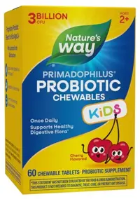 Primadophilus Kids Probiotic, cireșe, 60 tablete masticabile, Nature’s Way