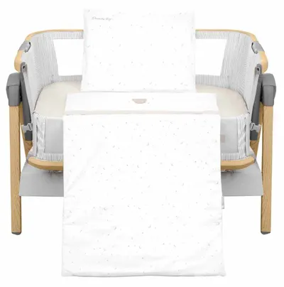 Set de lenjerie de pat pentru coș de dormit pentru bebeluși din 5 piese KikkaBoo - Dream Big, bej