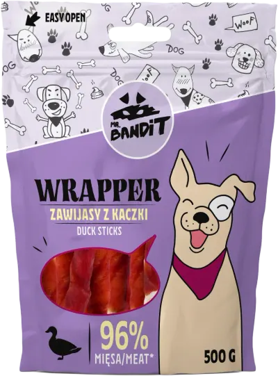 Recompense pentru caini Mr. Bandit WRAPPER, sticks, rata 80g