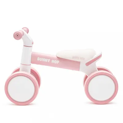 Ride On fara pedale Ride On cu cadru usor din aluminiu,ghidon reglabil,roti EVA,sezut moale si limitator directie de siguranta Baby Mix Bunny Hop Pink