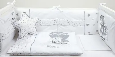 Set lenjerie de pat 8 piese Bambino Casa - Paris, Bianco