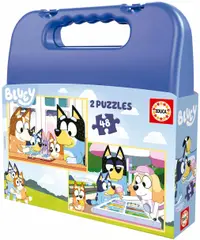 Puzzle pentru copii în servietă Educa din 2 х 48 piese - Bluey