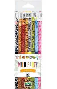 Set 8 creioane grafice cu pattern animale. Wild Party