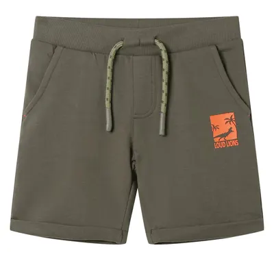 Pantaloni scurți pentru copii cu șnur, kaki închis, 128
