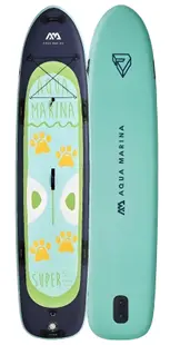 Placă gonflabilă pentru familie cu paddleboard Aqua Marina - iSUP Super Trip 12'2'' BT-21ST01, turcoaz