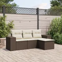 Gossi set canapele de gradina, 4 piese, cu perne, maro poliratan maro