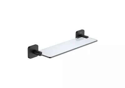 Etajera baie Roca Victoria A817888NB0, montare pe perete, 350 x 108 mm, metal/sticla, mat, Negru