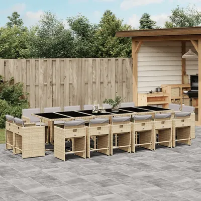 Gossi set mobilier gradina cu perne, 17 piese bej combinat poliratan