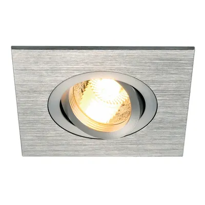 Spot incastrat, NEW TRIA 78 XL Ceiling lights GU10, aluminium recessed fitting, QPAR51, square, brushed aluminium, max. 50W, incl. clip springs