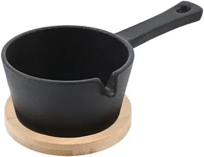 Tigaie adâncă din fontă cu covoraș de bambus Estia - 9.5 cm