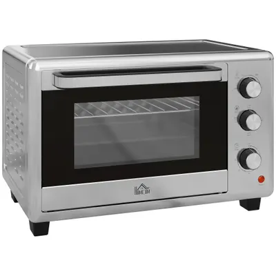 HOMCOM Mini Cuptor Electric cu Convectie 30L pentru Bucătărie Blat Temperatură Ajustabilă 1600W Accesorii Incluse | Aosom Romania