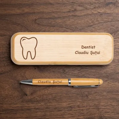 Set pix in cutie din lemn personalizata - Dentist