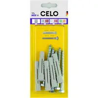 CELO Blister Multi-purpose plug cu collar MZK 10 cu hex-head wood surub SKS 6,0x80