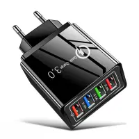 Incarcator Retea 4 porturi Timebox, 20W, 3 x USB, 1 x Quick-Charge 3, Negru - Default Title