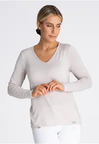 Bluza dama - Viscoza/Elastan - Maneca lunga - Crem
