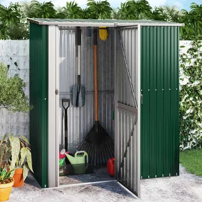 vidaXL Șopron de grădină verde, 180,5x97x209,5 cm, oțel galvanizat