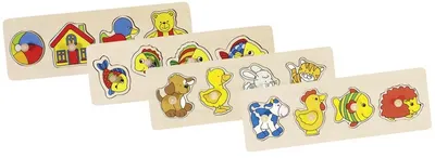 Puzzle din lemn cu mânere Goki - Sortiment
