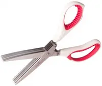 Foarfece veritabile cu cinci lame - 20,1 x 8,4 cm, roz-alb