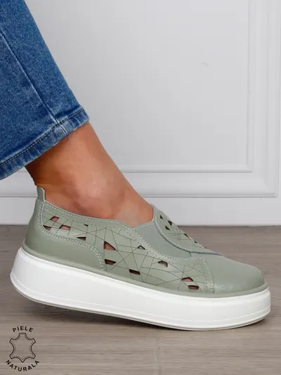 PANTOFI CASUAL Dama Piele Naturala Perforat Slip-on CRL1594 BARILLA