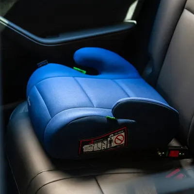Inaltator auto i-Size Juju Jazzy Booster Albastru-Bleumarin, 125x150 cm, isofix, cotiere moi, husa detasabila