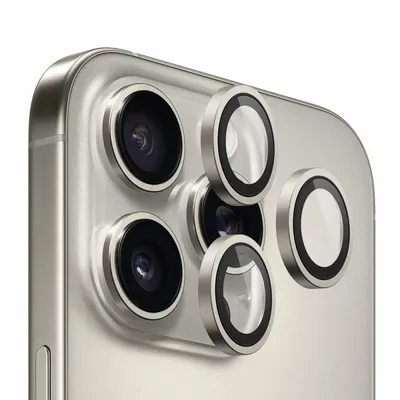 Folie de protectie Camera Spate Blueo Metal Frame pentru Apple iPhone 16 Pro Max / 16 Pro, Sticla Securizata, Gri Metalic