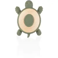 Zopa Silicone Wooden Teether Turtle jucărie pentru dentiție 0 m+ Forest Green 1 buc