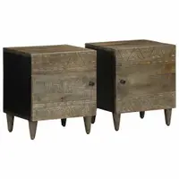 Gossi noptiere 2 buc gri deschis 40x33x46 cm lemn masiv de mango