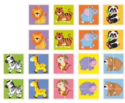 Viga Puzzle Set - Animale în două piese, 36 de piese