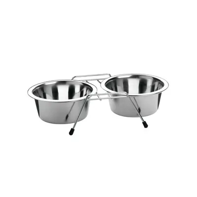 Suport inox cu 2 castroane x 0,70 litri