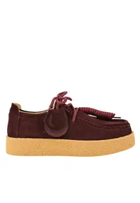 Tenisi casual - dama - T003 bordo - piele nabuc - Visiniu prafuit