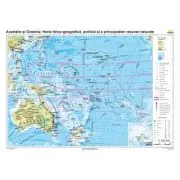 Australia si Oceania.. Harta fizico-geografica, politica si a principalelor resurse naturale de subsol 140x100 cm CR-3117B