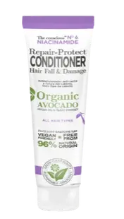 Balsam reparator contra caderii parului cu Niacinamida si Avocado Organic, 225ml, The conscious